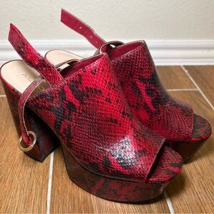 ALDO - Red Snake Print Platform Heels 9m